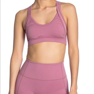 Free People Sports Bra Mauve Mesh Raw Edge